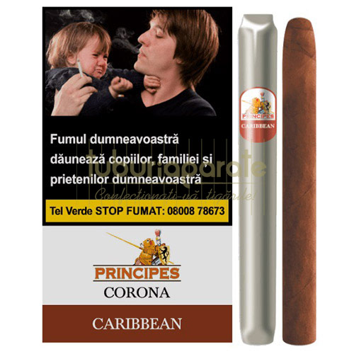 Pachet cu 5 tigari de foi cu aroma de rom La Aurora Principes Corona Caribbean